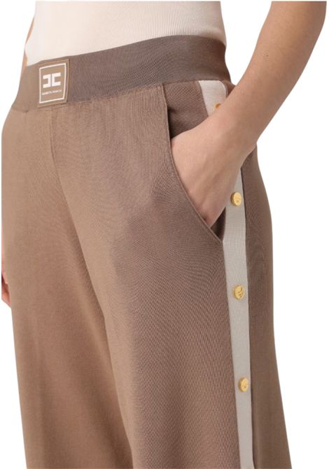 Knitted pants with shiny viscose stripes ELISABETTA FRANCHI | Trousers | KP74S61E2727